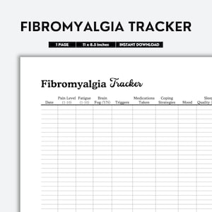 Fibromyalgia Tracker, Chronic Illness, Symptom Tracker, Chronic Pain, Medical Tracker, Health Printable, Symptom Tracking, Daily Pain, PDF