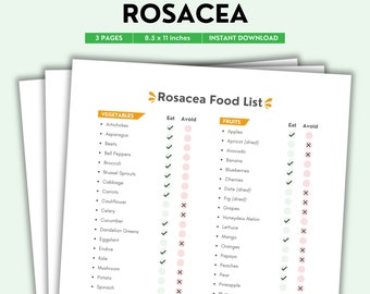 Dieta para la rosácea, Lista de alimentos, Alimentos para la rosácea, Nutrición para la rosácea, Alimentos para la rosácea, Guía de alimentos para la rosácea, Reducir la rosácea, Lista de compras
