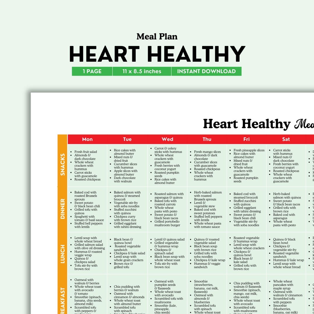 Heart Healthy Meal Plan Printable Color PDF Low Sodium Balanced heart-healthy-meal-plan-printable-color-pdf-low-sodium-balanced