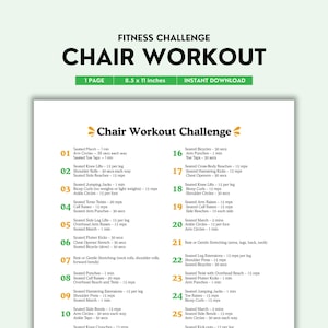 Chair Workout, Chair Yoga, Chair Exercises, 30 Day Challenge, Chair Yoga Poses,Quick Workout, Fitness Tracker, Workout Challenge, Easy Chair