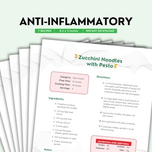 Recettes anti-inflammatoires, alimentation saine, recettes bien-être, nutrition holistique Planification des repas - Idées de repas sains contre l'inflammation Fichier PDF