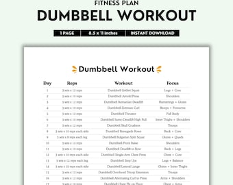 Dumbbell Workout Plan 30 Day Challenge (Color PDF)