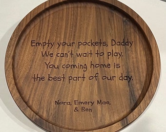 Handcrafted Walnut Catch-All Tray: Personalized Wood Pocket Organizer