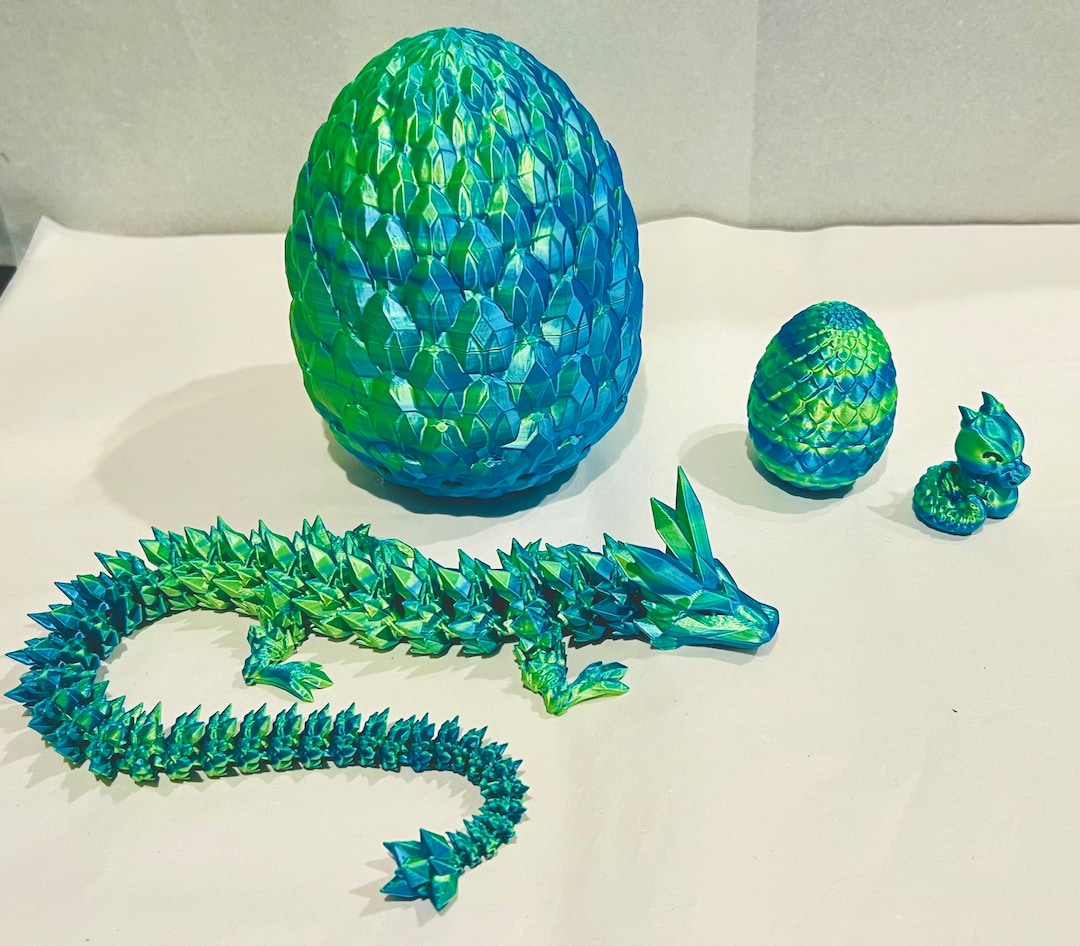 4PCS 3D Printed Dragon Egg Articulated Crystal Dragon Fidget Toy, Surprise 3D Printed Animals Set,3D Printed Dragon Eggs With Dragon Inside Easter Basket Stuffers Easter Toys,Home Desk Decor (5 Pack