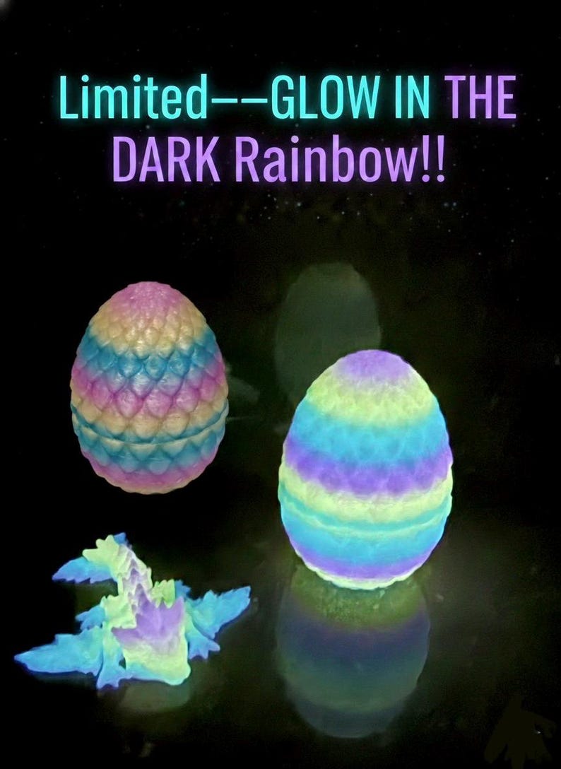 Oeuf imprimé en 3D avec Flexi Dragon Mini : de beaux cadeaux ! Oeufs de Pâques Glow in dark Rainbow