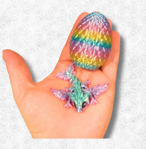 3D Printed Egg with Flexi Dragon Mini--Great Party Favors! Easter Eggs