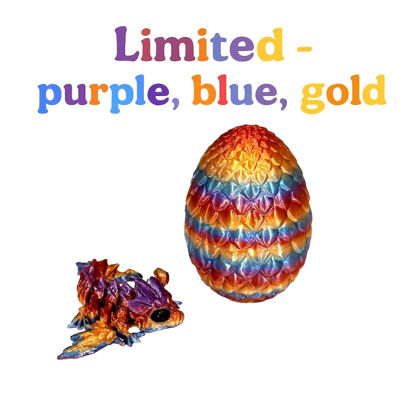 Oeuf imprimé en 3D avec Flexi Dragon Mini : de beaux cadeaux ! Oeufs de Pâques Lmtd-purp,blue,gold
