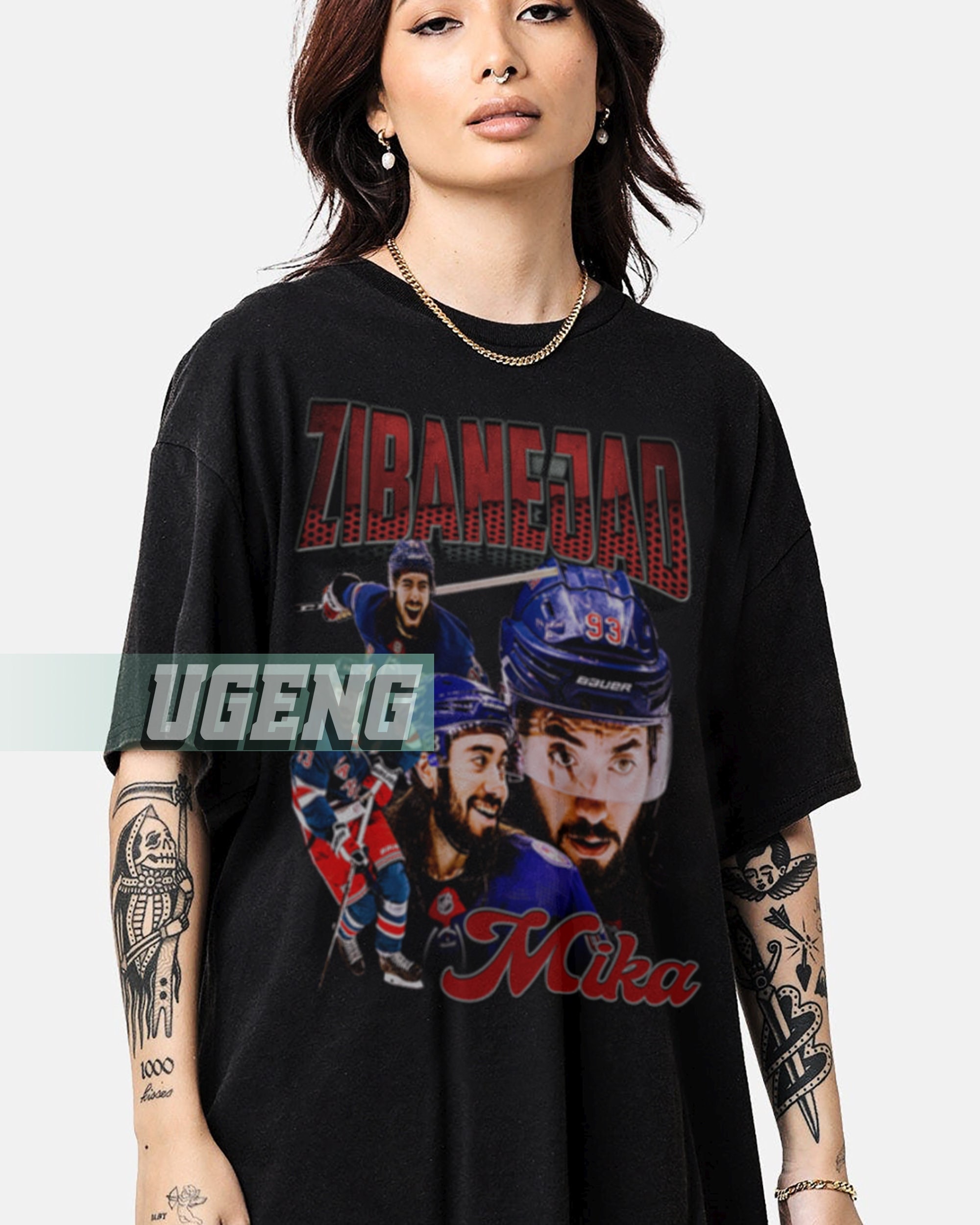 Mika Zibanejad New York Rangers Women's Royal Backer Long Sleeve T