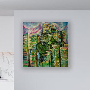 Iguana Wall Art | Exotic Tropical Painting |