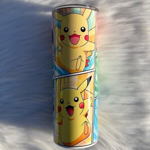 Pokemon Pikachu Triangle Pattern 4-Piece Reusable Plastic Straw Set