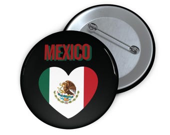 Mexico Heart Flag Pin, Enamel Support Badge, Soccer Fan Accessory