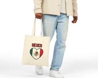 Mexico Soccer Tote Bag, World Cup 2026 Cotton Canvas, Mexican Pride Fan Gift