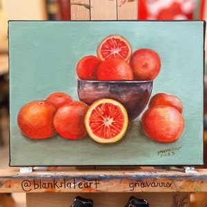 ORIGINAL ACRYLIC PAINTING | Orange Fruit  Still Life Painting | Tangerine Painting | Blood Orange Painting