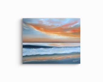 Ocean Beach Sunset Oil Painting | San Diego Coastal Seascape Art