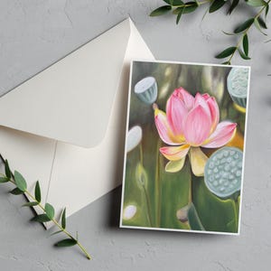 Ode ao Lótus: Cartão de felicitações de belas artes, cartão para emoldurar, cartão de felicitações de flores sagradas