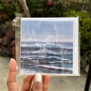Cartão comemorativo Ocean Surge | Cartão em branco Coastal Fine Art | Arte de ondas para moldura | Malibu Surge | Papelaria inspirada na natureza