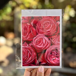 Heart's Desire : carte de voeux beaux-arts, carte encadrante, carte de la Saint-Valentin, carte de voeux fleurs de pivoine, carte personnalisée