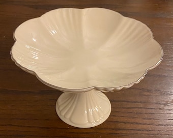 Vintage Beautiful Lennox White with Silver Trim Pedestal Candy Dish in Pristine Condition!!