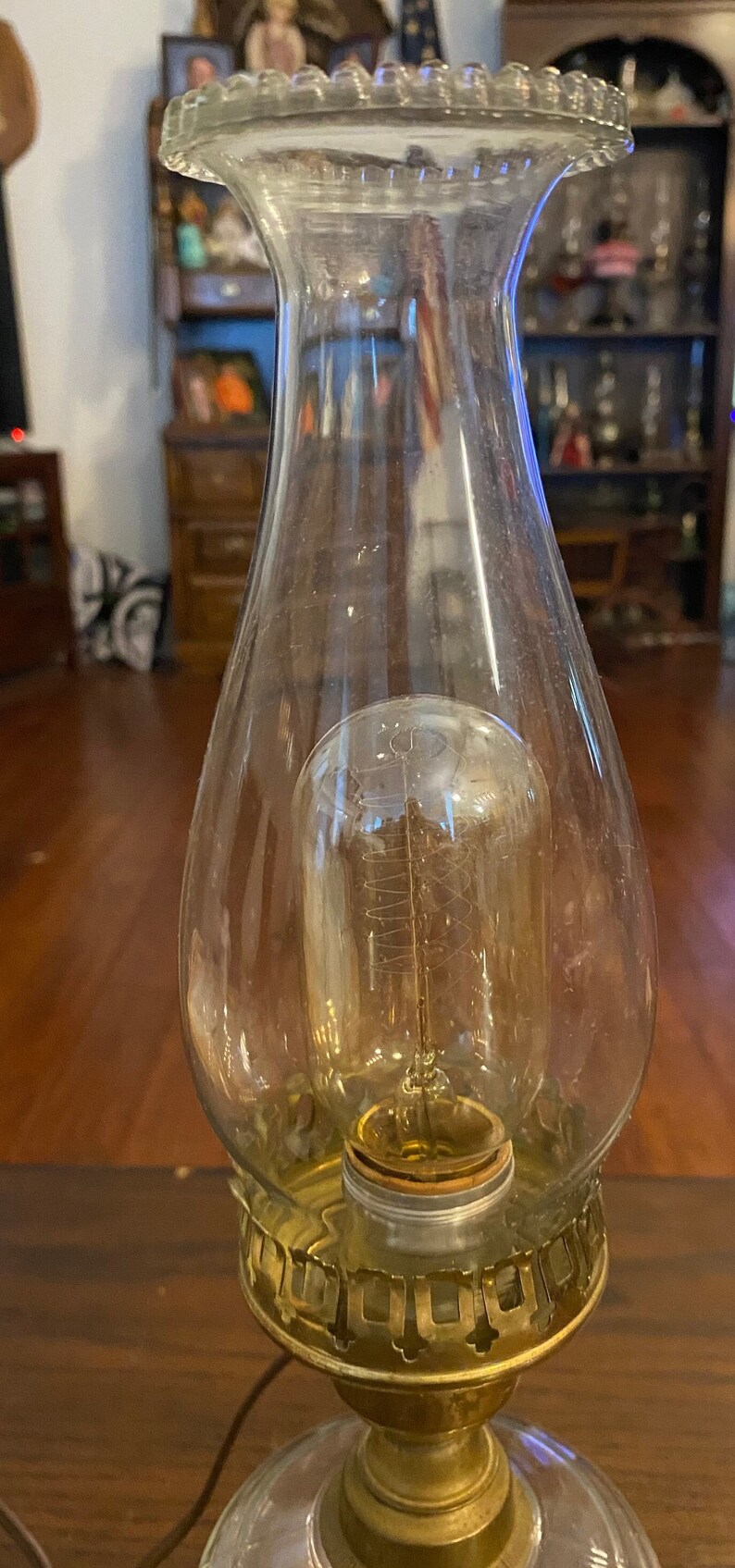 Vintage Finger Lampelectric Conversion Kerosene Lamp Etsy