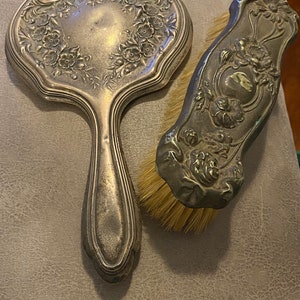 Vintage?? Antique?? Silverplate??? Victorian Mirror & Brush. Handmade????