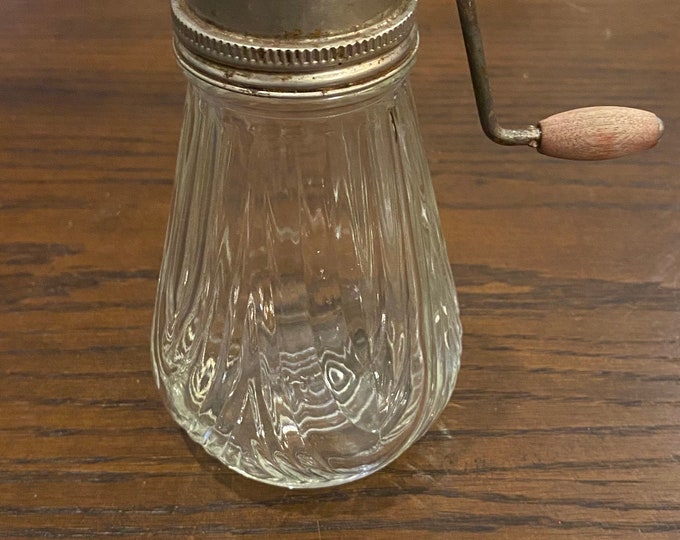Vintage Nut Grinder With Decorative Glass Jar for Holding the Nuts to