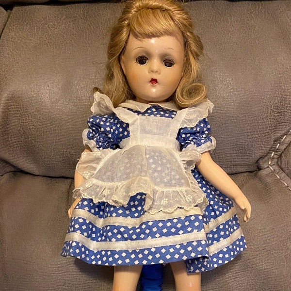 Vintage Beautiful 1930’s “Alice in Wonderland” Doll by Madame Alexander Excellent Condition with Original Clothing, Stand and White Bunny!!!