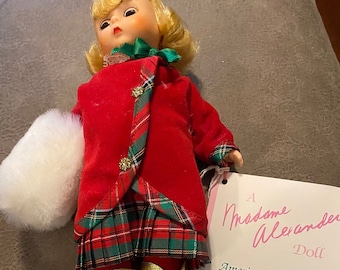 Vintage 8” Madam Alexander “Holiday on Ice” Doll in Original Box all in Pristine Condition Missing Hat.