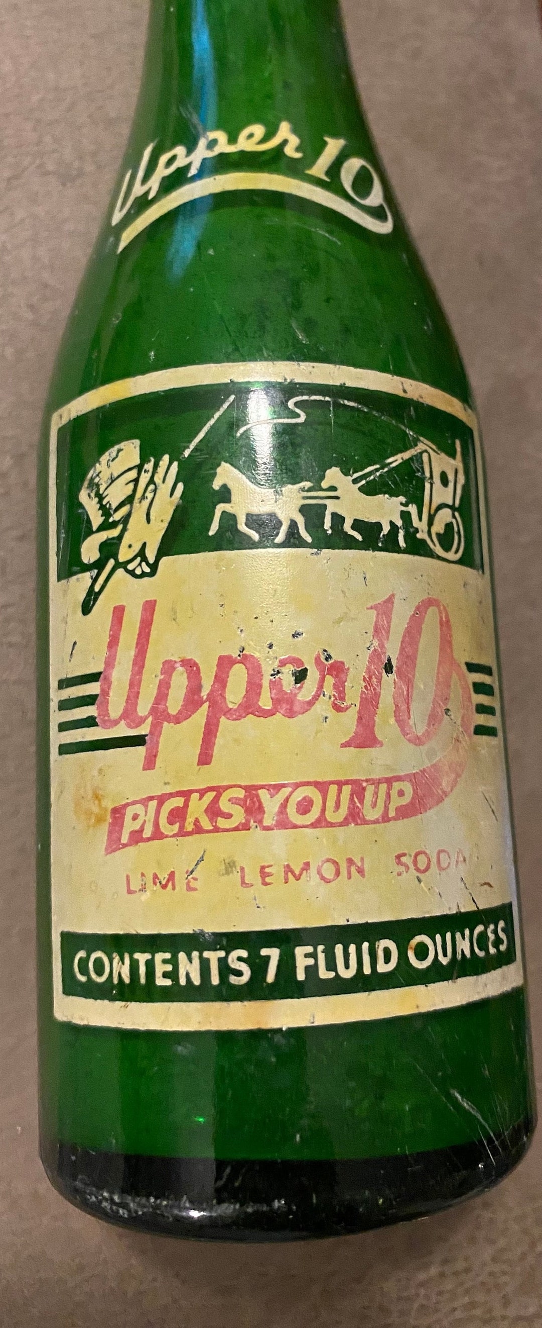 Vintage 1947 Royal Crown Cola upper 10 Soda Bottle With Laundry Ironing