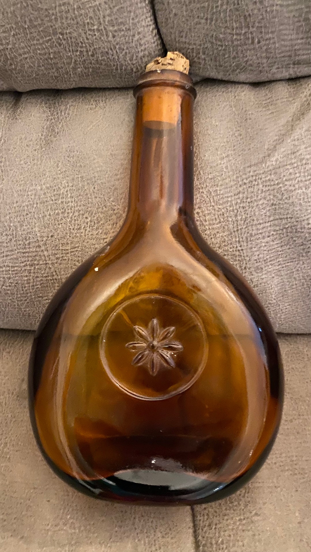 Vintage Glassboro 1850 Bitters Decanter Amber Glass Bottle From NULINE