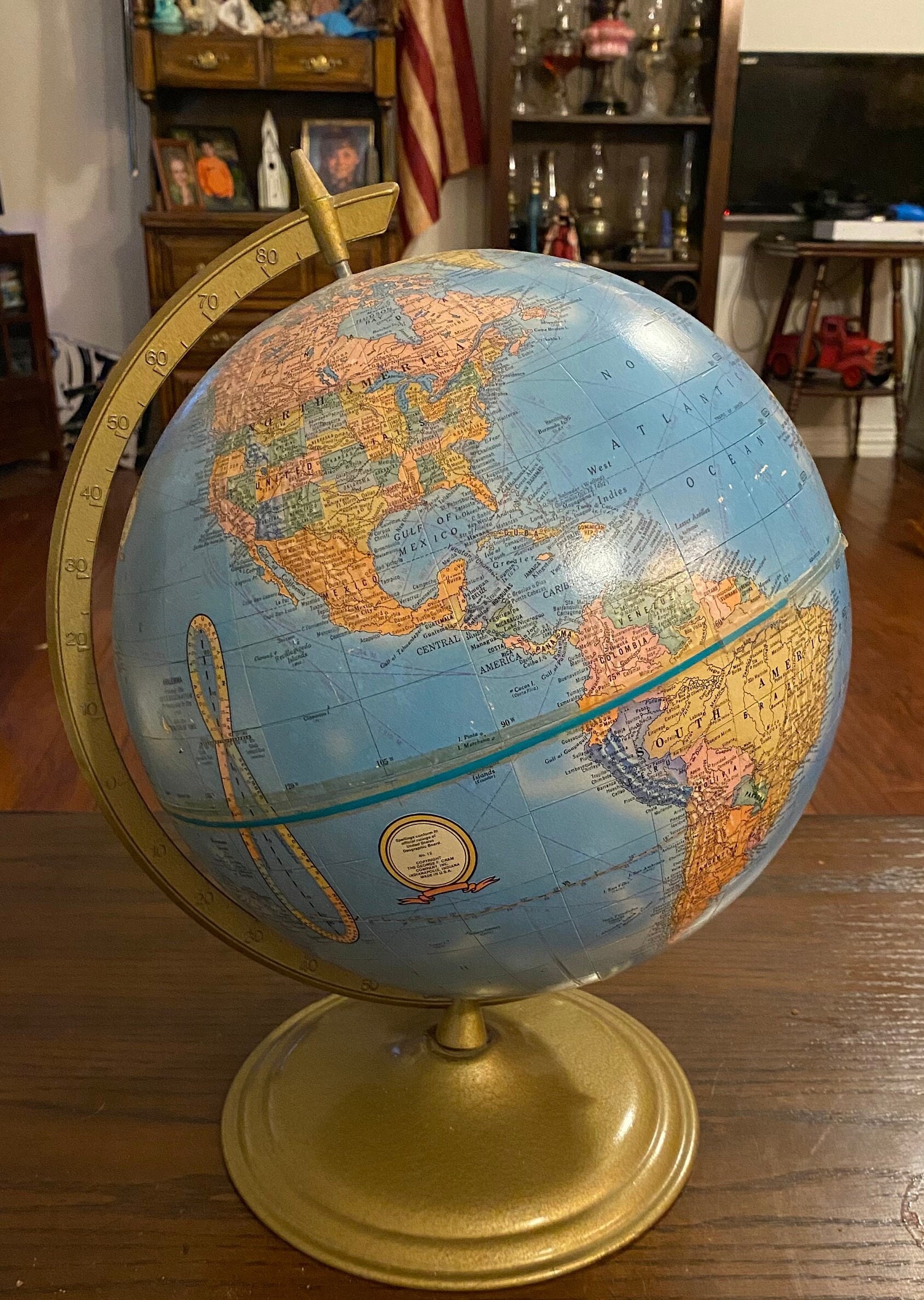 Vintage 12” Cram's Imperial World Globe With “union of Soviet