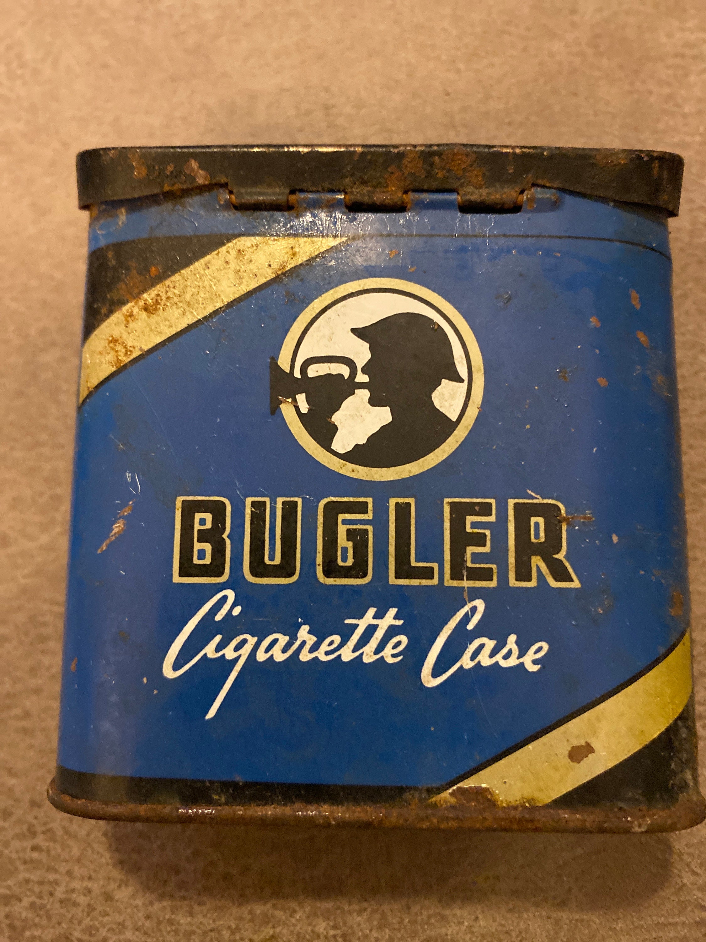 vintage bugler cigarette case Vintage cigarette box editorial photo.
