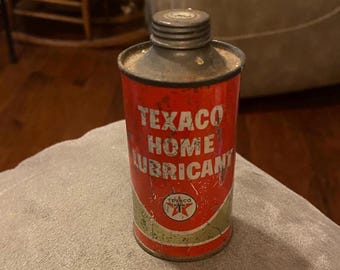 Vintage Full Sealed 3 OZ Texaco Home Lubricant. This is a Kool Back of the Garage Find That Has Some Vintage Wear Shelf Wear on the Paint!!!