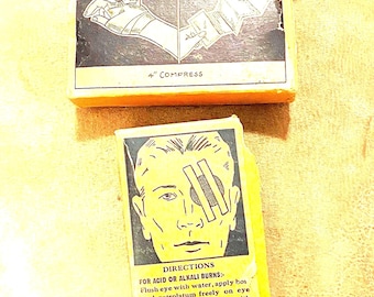 Vintage 1939-1953, WWII & Korean War Soldiers Medical Eye Dressing Packet and (2) Bandage Compress Packets in Original Boxes, One looks Comp