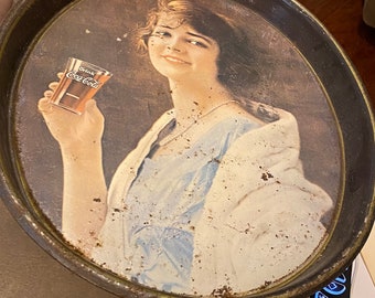Antique 1923 100 Years Old!!! Oval Coka-Cola Serving Tray with Wear and Some Patina and Wear But Kool 100 Years Old Piece of History!!!