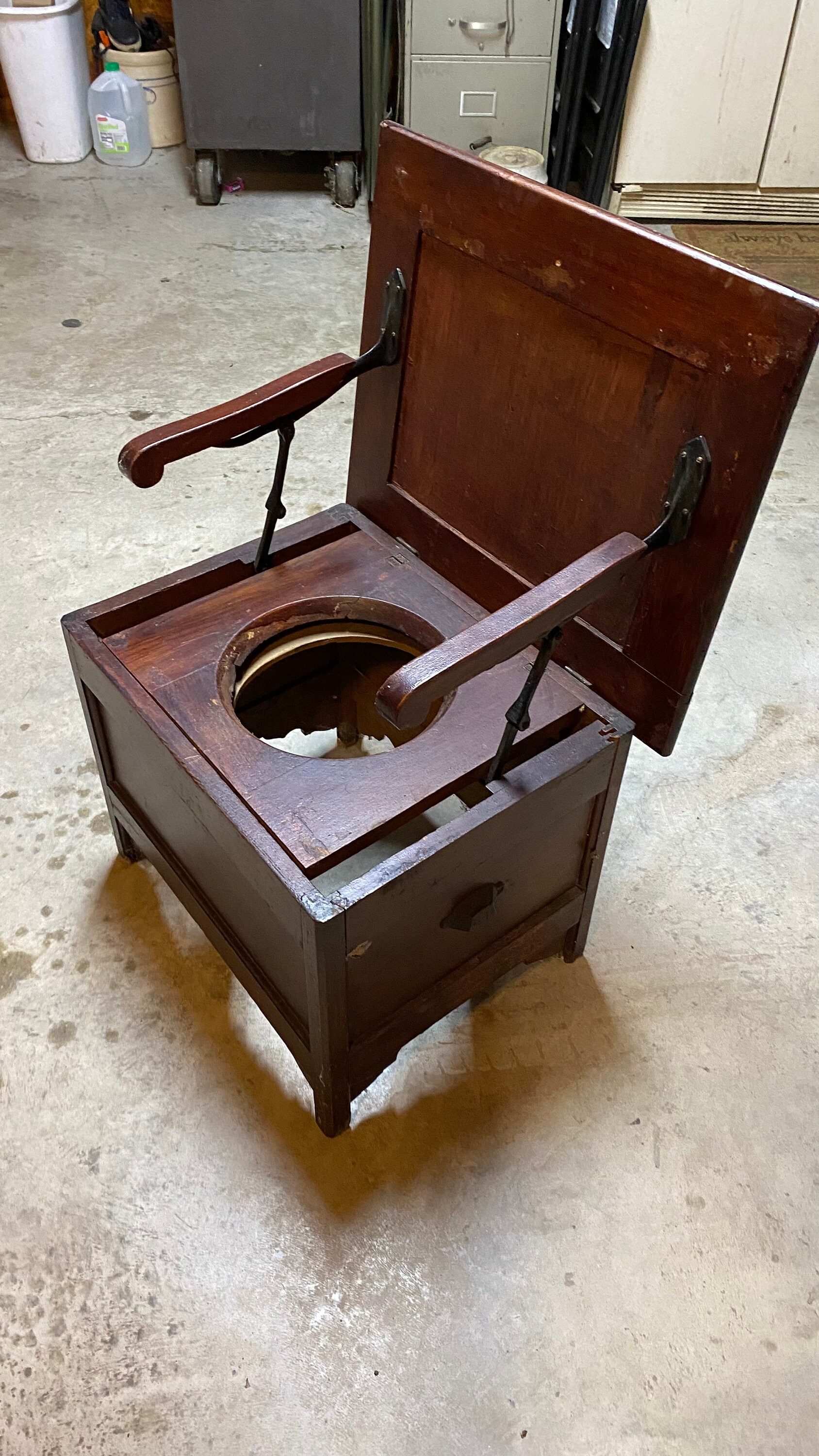 Antique Victorian Chamber Pot Chair With White Porcelain Pot Etsy