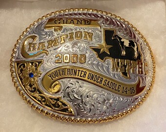 Vintage 2000 “Grand” Champion “NETPHC” “Youth Hunter Under Saddle 14-18” Belt Buckle by Gist SilverSmiths in Placerville, Ca. Solid Bronze