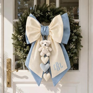 Personalisierte Schleife, Monogrammschleife, Schleife mit individuellem Namen, Weihnachtstürdeko, Kranzschleife, Kinderzimmertürdeko, Babygeschenk