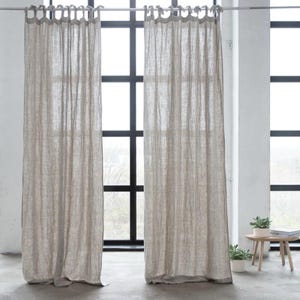 Linen Curtain Panels for Living Room, 28 Colors, Room Darkening Custom Length Linen Curtains, 50&quot; width Curtains, Rod Pocket, Grommet