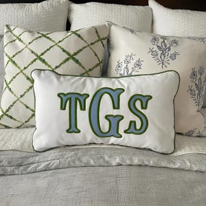 Monogram Embroidered Pillow, Initial Punch Needle Pillow, Custom Lumbar Pillow, Throw Pillow, Wedding Gift, New Home Gift, Housewarming Gift