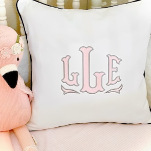Monogram pillow, Personalized name pillow, Custom pillow cover, Monogrammed throw pillow, Applique monogram pillow, Wedding monogram pillow