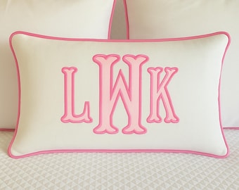 Custom Monogram Ruffle Pillow, Gingham Pillow, Monogram Graduation Gift, Cute Room Accent, Gift for Graduate, College Girl Room Decor - M066