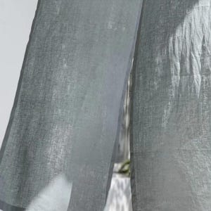 シアーカーテンパネル、ロッドポケットシアーカーテンパネル、リネンカーテンパネル、リネンカーテン、リビングルーム-寝室用ホワイト