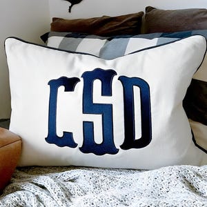 Personalized name pillow with appliqué monogram, Lumbar pillow with monogram, monogrammed nursery pillow, Monogrammed Pillow Cover/Sham