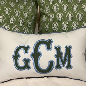 Custom Lumbar Pillow, Monogram Embroidered Pillow, Initial Punch Needle Pillow, Throw Pillow, Wedding Gift, New Home Gift, Housewarming Gift