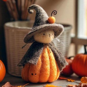 Personalized Felt Halloween Ornament: Pumpkin Witch, Handmade Fall Decor