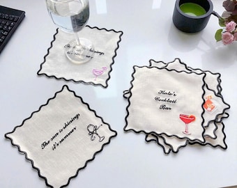 Custom cocktail napkin, Personalized cocktail napkin, Engagement party napkins, Wedding napkin favor, Personalized gift napkin (Set 4)