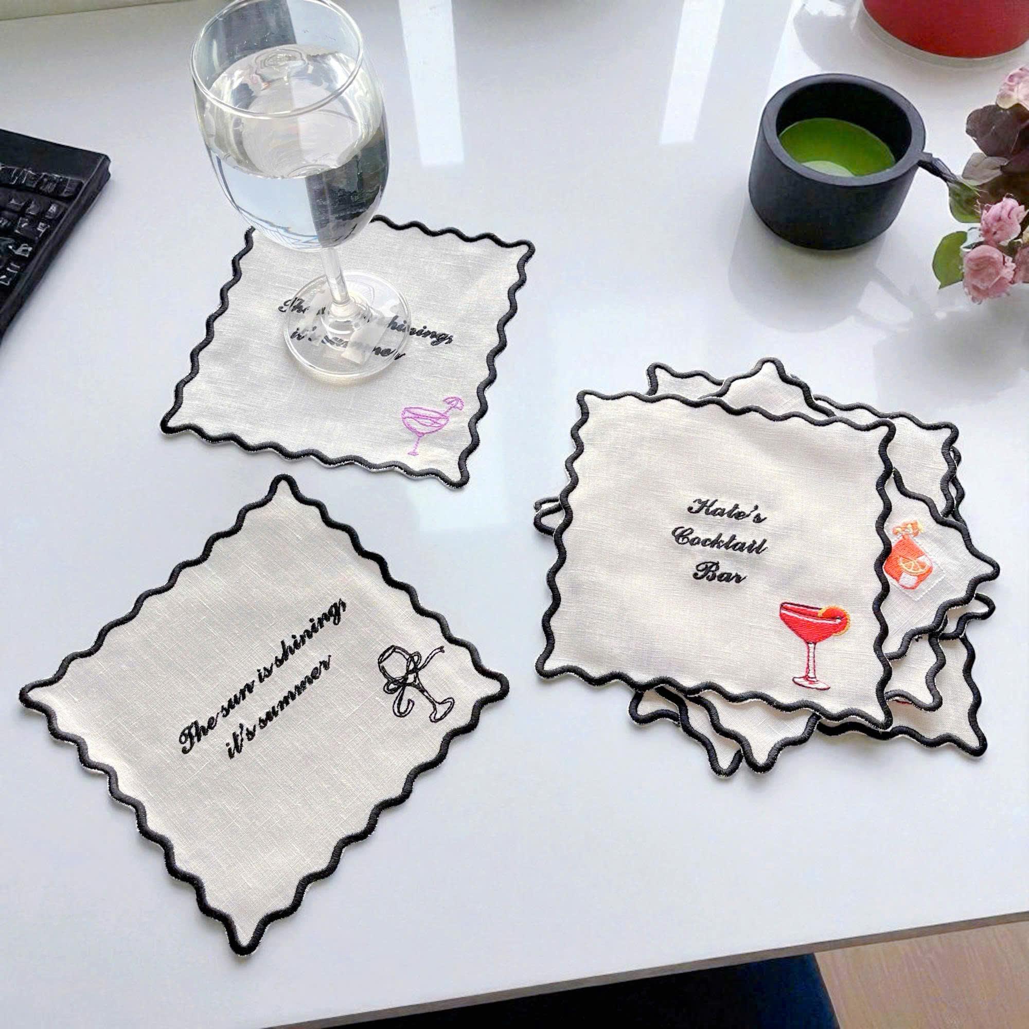 Custom cocktail napkin, Personalized cocktail napkin, Engagement party napkins, Wedding napkin favor, Personalized gift napkin (Set 4)
