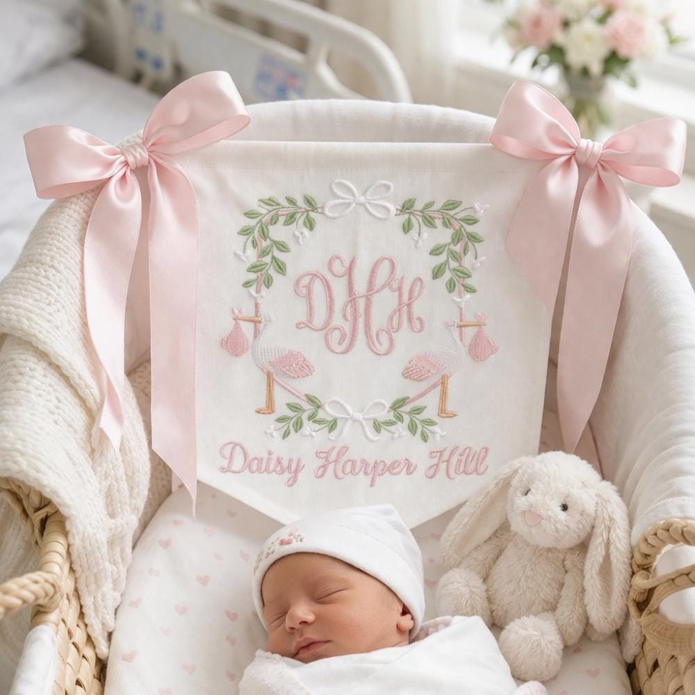 Custom Baby Banner for Hospital Door Sign & Nursery, Monogram Baby ...