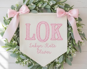 Custom Baby Banner, Welcome Banner with Floral crest, Bows Baby Banner, Hospital Door Sign, Baby Shower Gifts, Newborn Gifts