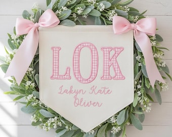 Custom Baby Banner, Welcome Banner with Floral crest, Bows Baby Banner, Hospital Door Sign, Baby Shower Gifts, Newborn Gifts